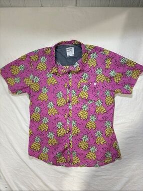 Reverse Threads Men’s XL Pink Pineapple Graphic Casual Button Up Shirt